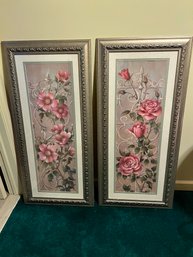 2 Wall Hangings, Floral,