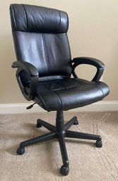 Faux Leather Rolling Desk Chair With Adjustable Height