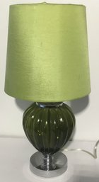 Green Glass Lamp, Stainless Base