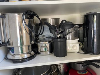 Cookware Pots , Delonghi Coffee Maker , Foreman Grill, Panini Maker , Food Processor, Utensils ,Picnic Plates