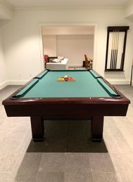 Handsome Brunswick Pool Table With Green Felt Board