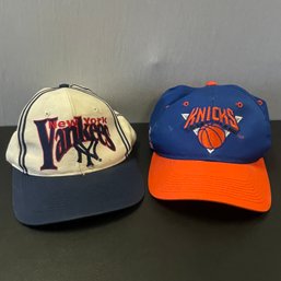 A Pair Of Vintage Yankees & Knicks Baseball Caps