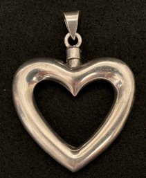 Vintage Sterling Silver 925 - Large Chunky Heart Pendant - 2 Inches H - 1/4 Inches Thick