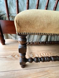 Suede Covered Bench, Barley Twist Legs