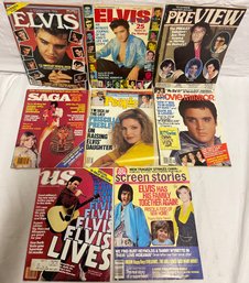 Lot Of Eight Elvis Presley Magazines Including Preview
