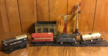 Vintage Tin, Metal Railroad Toy Train Pieces.