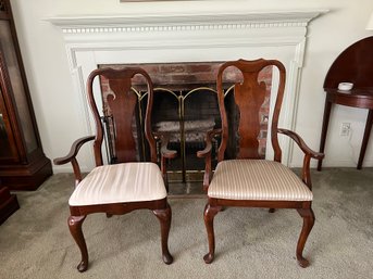 Pair Of Dining Room Arm Chairs - Slightly Different Designs & Upholstery