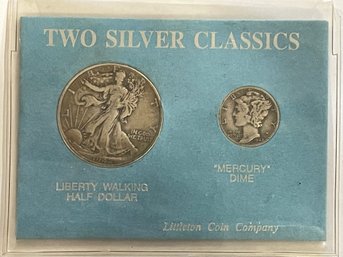 1942-d  Walking Liberty Silver Half Dollar & 1942-d Mercury Dime Set