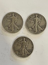 3 - 1942 Walking Liberty Silver Half Dollar