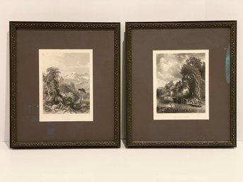 PAIR Sweet Sepia Toned Country Prints / The Valley Farm & Val St Nicola