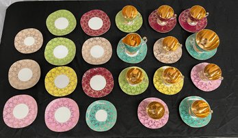 Chodziez Porcelain Tea Set Multi-Color & Gold - Cups, Saucers, Creamer & Sugar