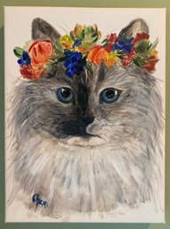 Cat Painting Signed Cher