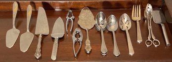 Vintage Eclectic Silver Plated & Stainless Serving Silverware Lot