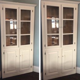 Pair Of White Painted Pine Corner Cabinets