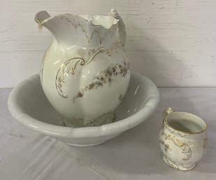 Mismatched English Pitcher And Bowl