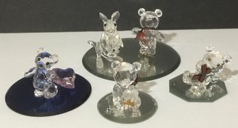Swarovski 5 Crystal Animal Lot, Kangaroo & 4 Teddy Bears.