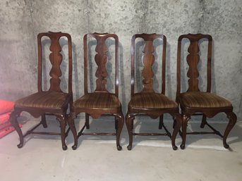 Set Of Four Queen Anne Style Tall Back Dinnig Chairs
