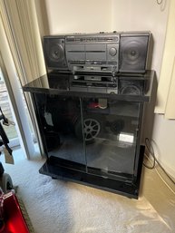 Stereo Cabinet & JVC PCY 555 Boom Box Double Tape Player