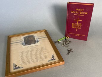 Religious Lot: Parish Mass Book, Cross Necklace & More