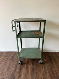 Green Industrial Vintage Rolling Cart With Shelves