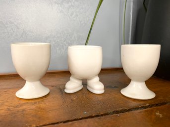 Milk Glass Footed Egg Cup With Egg Cup Pair