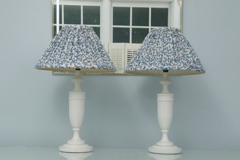 Pair Of Classic White Turned Table Lamps