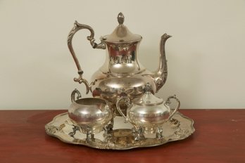 Silver On Copper And Nickel Silver  Tea Set