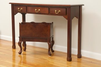 Bombay Console And Magzine Holder, Mahogany Finish, Queen Anne Style