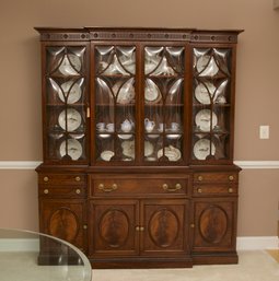 Carved Mahogany Bubble Glass Breakfront