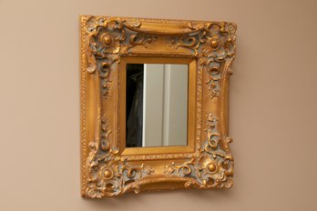 Distressed Gilt Wood Mirror From Mexico