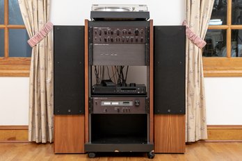 Audio Tower With ADS Speakers And Yamaha PX-3 Turntable