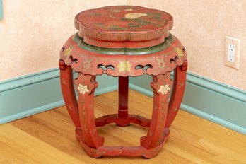 Chinese Cinnabar Red Drum Stool