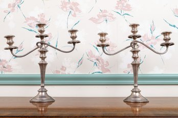 Classic Pair Of Gorham Weighted Sterling Silver Candelabras