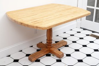 Butcher Block Style Pedestal Dining Table