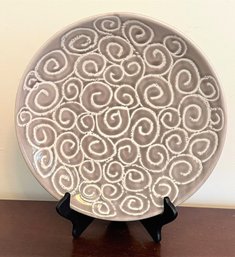 Large Decorative Glazed Stoneware Plate