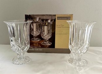 Pair Of Lovely Crystal Hurricane Candle Holders By Hometrends