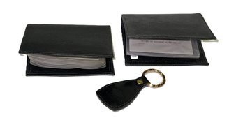 Two Swank Black Leather Bifold Wallets And One Matching Key Ring - From A Salesman's Display Case - Lot 5