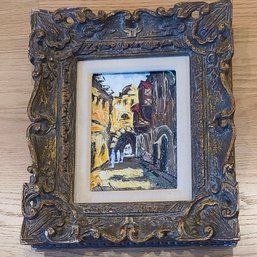 Intriguing Oil Painting Signed By Artist In Beautiful Ornate Carved Handmade Frame