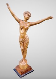 LARGE (35' High) Indian Hand Carved Statue Of Dancing Lady