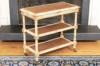 Wood And Rattan Bar Cart