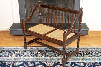 Wooden Bench With Cane Seat