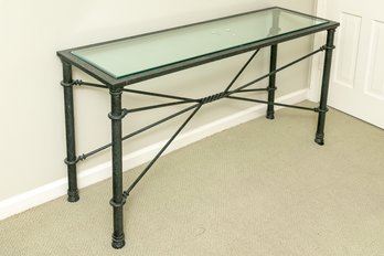 Stylish Rectangular Glass And Metal Table