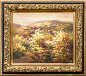 Gorgeous Oil On Canvas Depicting An Autumnal Landscape