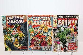 3 Marvel Comics - Captain Marvel #7 & #22 - Iron Man #19
