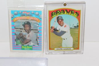 1972 Topps Hank Aaron & Hank Aaron 1991 Kellogg's Sportflix Baseball Greats #2