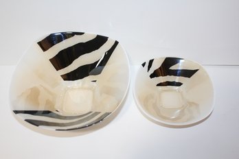 Exquisite Franco SRL Italian Glassmaker 2 Bowl Collection - Zebra Striped Bowls - See Video Link