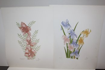 Artist Pat Moran Lithographs - 1981 Iris II & 1983 Rhododendron (644/1500)- Signed