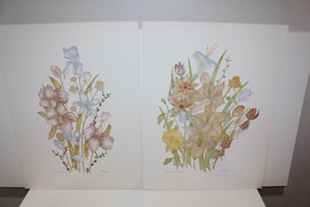 2 Australian Pat Moran Lithographs - 1983 Foral Image No. 661 & 1983 No. 668 Floral Exhibit - Signed By Artist