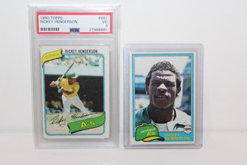 2 Rickey Henderson Cards 1980 Rookie & 2nd Year 1981