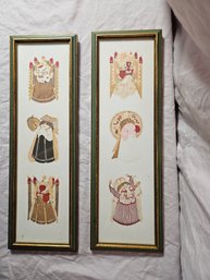2 Framed Very Cool Vintage Asian Embossed And Hand Painted Figures On Paper